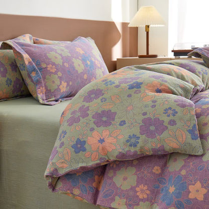 Elegante Bettwäsche aus Baumwollgaze mit Blumenmuster im Jacquard-Stil - image 2