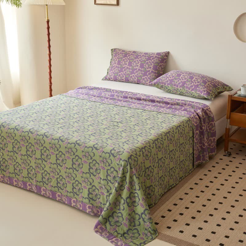 Bettwäsche aus Baumwollgaze mit Jacquardmuster in Pfirsichblüten-Optik - image 3