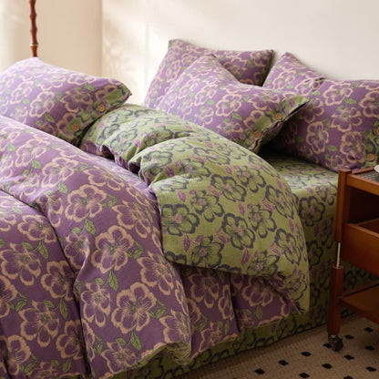 Bettwäsche aus Baumwollgaze mit Jacquardmuster in Pfirsichblüten-Optik - image 1