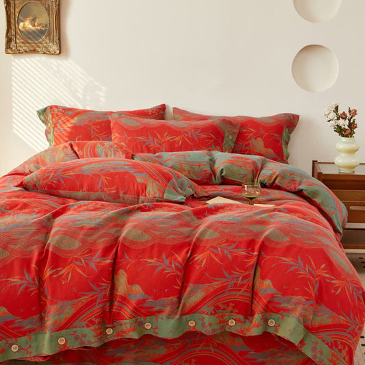 Ländliche Vintage-Bettwäsche aus Jacquard-Baumwollgaze - Bettwäsche-Set - 220cm x 240cm - image 0