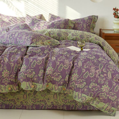 Bettwäsche aus Baumwollgaze mit abstraktem Blumenmuster und Jacquardmuster - Bettwäsche-Set - 220cm x 240cm - image 0