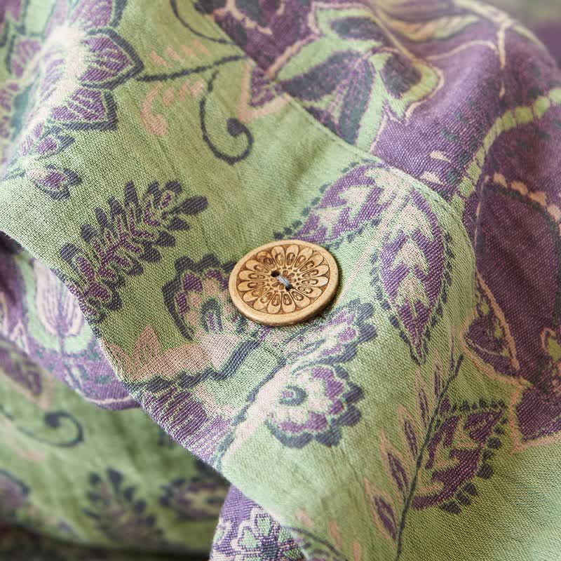 Bettwäsche aus Baumwollgaze mit abstraktem Blumenmuster und Jacquardmuster - image 3