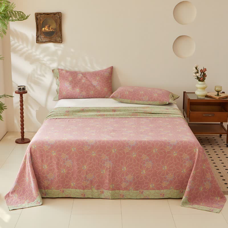 Bettwäsche aus Baumwollgaze mit frischem Blumenmuster im Jacquard-Stil - image 2