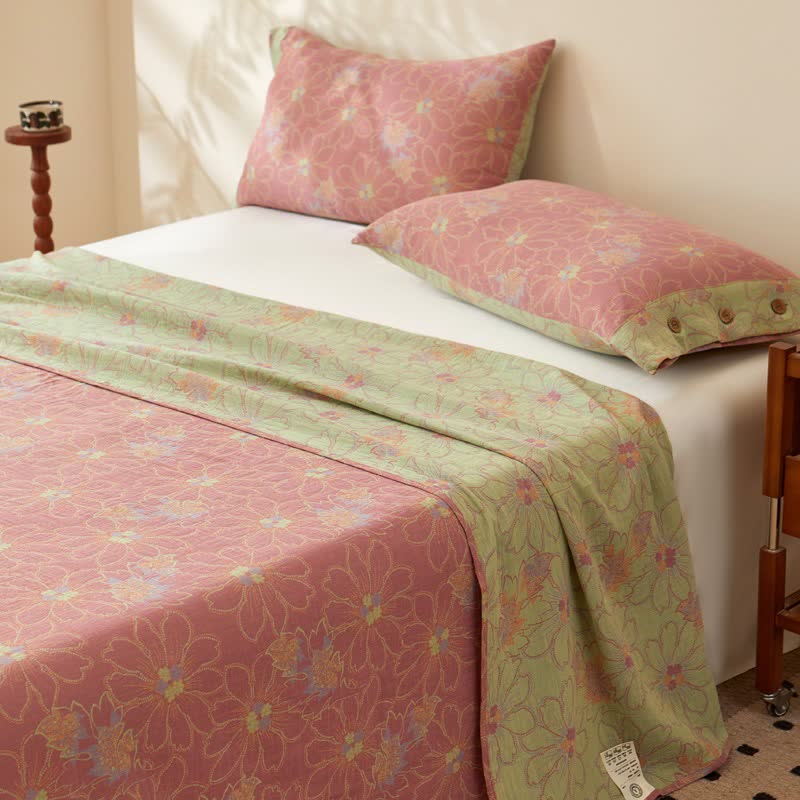 Bettwäsche aus Baumwollgaze mit frischem Blumenmuster im Jacquard-Stil - image 3