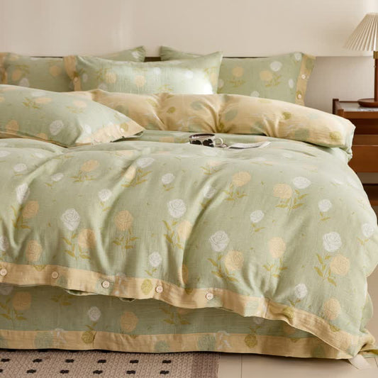 Bettwäsche aus Baumwollgaze mit Jacquardmuster in Pastellrosa - Bettwäsche-Set - 220cm x 240cm - image 0