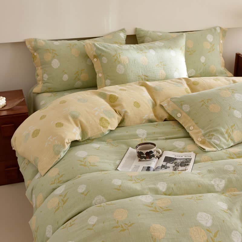 Bettwäsche aus Baumwollgaze mit Jacquardmuster in Pastellrosa - image 3