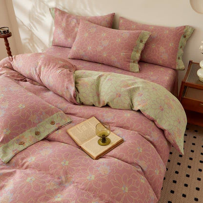 Bettwäsche aus Baumwollgaze mit frischem Blumenmuster im Jacquard-Stil - image 1