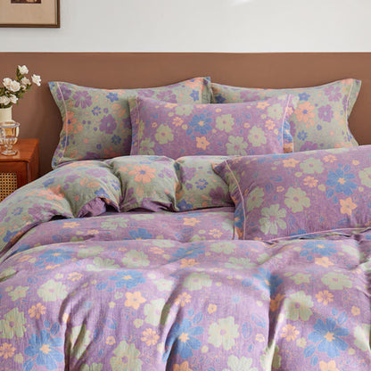 Elegante Bettwäsche aus Baumwollgaze mit Blumenmuster im Jacquard-Stil - image 4