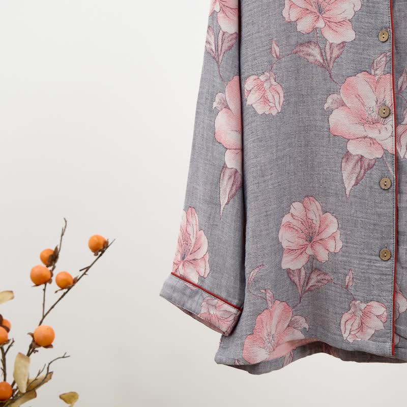 Loungewear-Set aus reiner Baumwolle mit rosa Blumenmuster - image 5