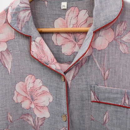 Loungewear-Set aus reiner Baumwolle mit rosa Blumenmuster - image 4