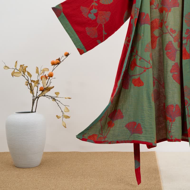 Kimono-Bademantel aus Bio-Baumwolle mit Ginkgoblatt - image 13