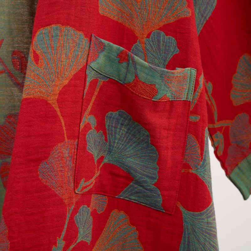 Kimono-Bademantel aus Bio-Baumwolle mit Ginkgoblatt - image 14