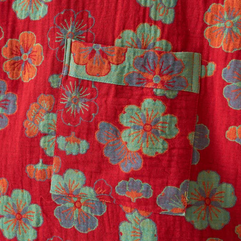 Kimono-Bademantel aus Baumwollgaze mit Pflaumenblüten-Print - image 7