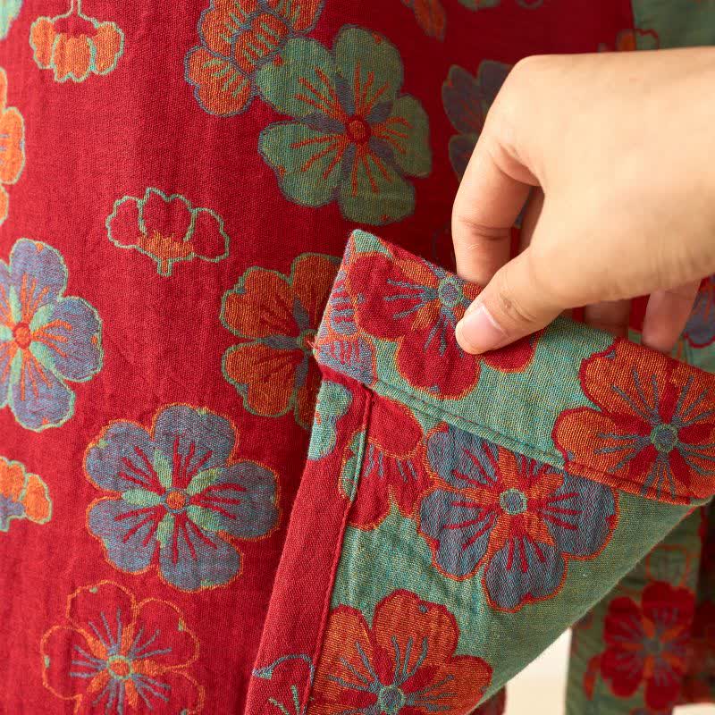 Kimono-Bademantel aus Baumwollgaze mit Pflaumenblüten-Print - image 8