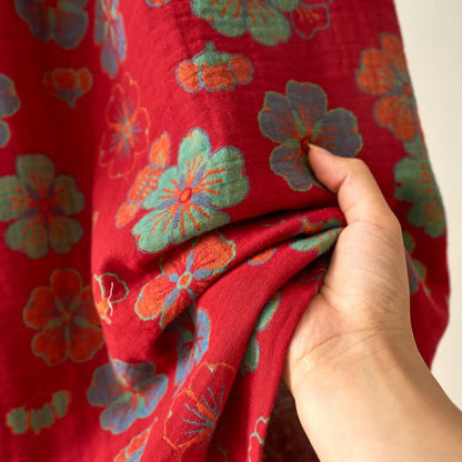 Kimono-Bademantel aus Baumwollgaze mit Pflaumenblüten-Print - image 9