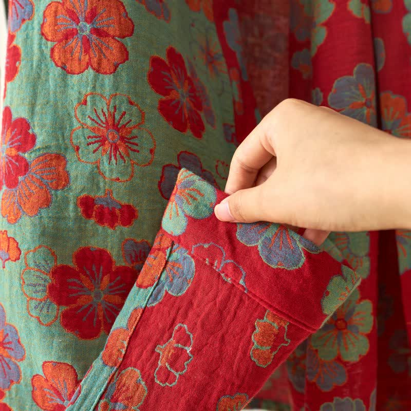 Kimono-Bademantel aus Baumwollgaze mit Pflaumenblüten-Print - image 19
