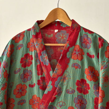 Kimono-Bademantel aus Baumwollgaze mit Pflaumenblüten-Print - image 13