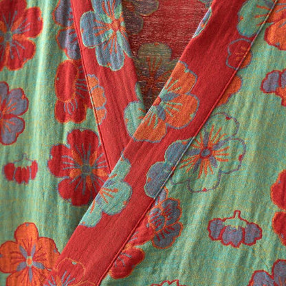 Kimono-Bademantel aus Baumwollgaze mit Pflaumenblüten-Print - image 14
