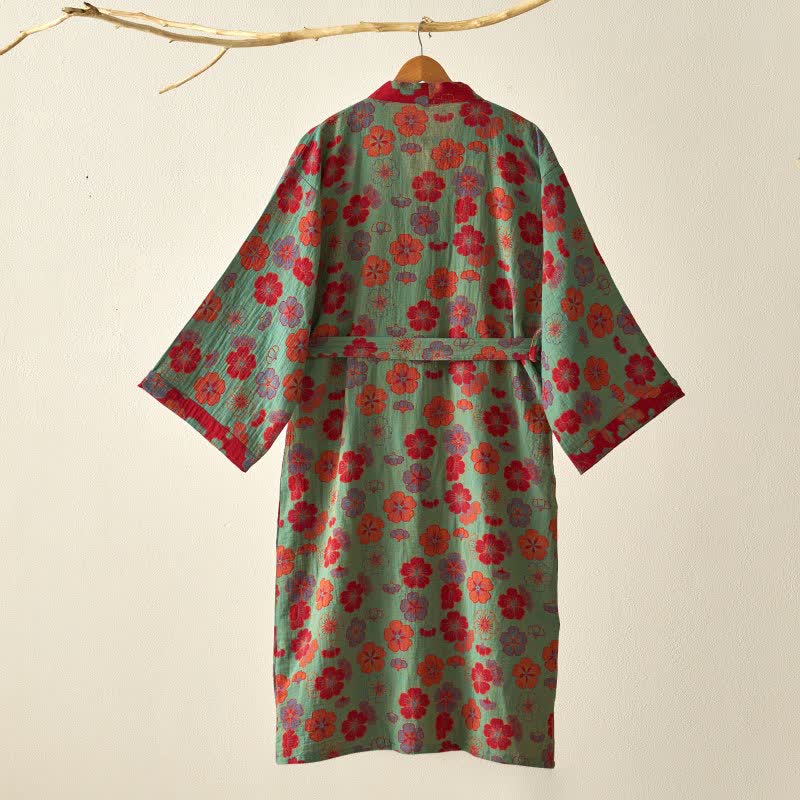 Kimono-Bademantel aus Baumwollgaze mit Pflaumenblüten-Print - image 12