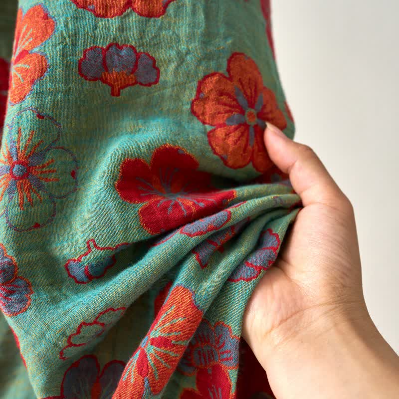 Kimono-Bademantel aus Baumwollgaze mit Pflaumenblüten-Print - image 20