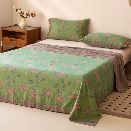 Tagesdecke „Lily“ aus Baumwollgaze im Jacquard-Stil - Tagesdecke mit 2 Kissenbezügen - 240cm x 270cm - image 0