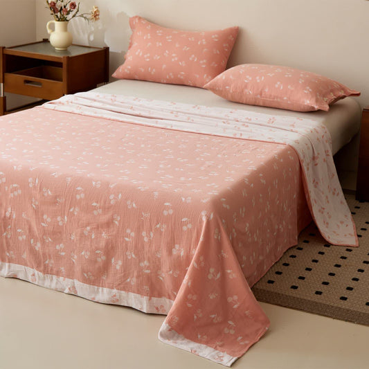 Tagesdecke aus Baumwollgaze im Kirsch-Jacquard-Stil - Tagesdecke mit 2 Kissenbezügen - 240cm x 270cm - image 0