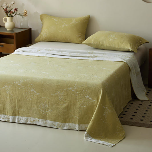 Vintage Jacquard Baumwollgaze Bettlaken Tagesdecke - Tagesdecke mit 2 Kissenbezügen - 240cm x 270cm - image 0