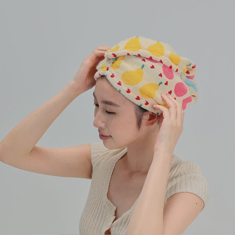 Handtuch zum Trocknen von Haaren aus Baumwolle mit Birnenmotiv - image 1