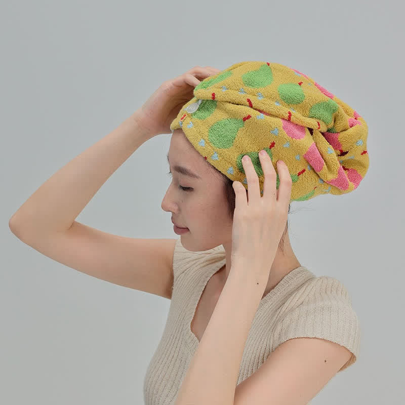 Handtuch zum Trocknen von Haaren aus Baumwolle mit Birnenmotiv - Ingwergelb - 2 STÜCKE - 9" x 21" - image 10