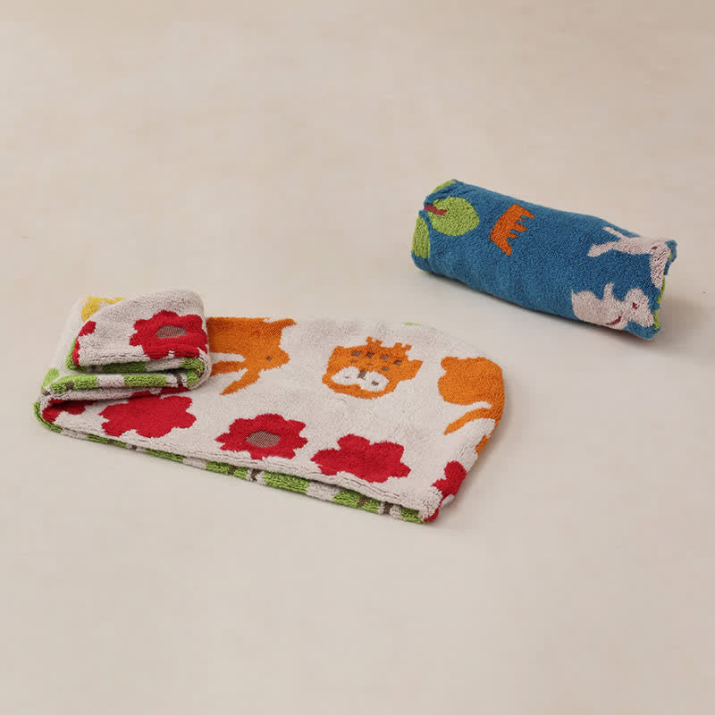 Haarhandtuch aus garngefärbter Baumwolle mit Tiermotiv und Blumenmuster - image 4