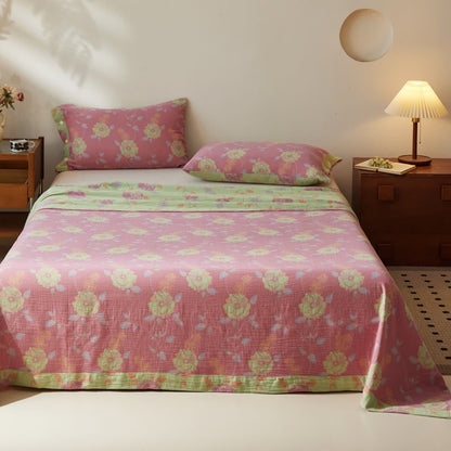 Elegante Tagesdecke aus Baumwollgaze mit Blumenmuster - image 1