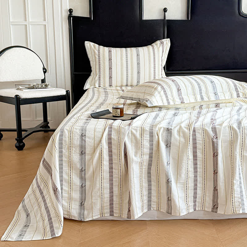 Gestreifte Jacquard-Tagesdecke aus reiner Baumwolle - Beige - 2 Kissenbezüge - 48cm x 74cm - image 10