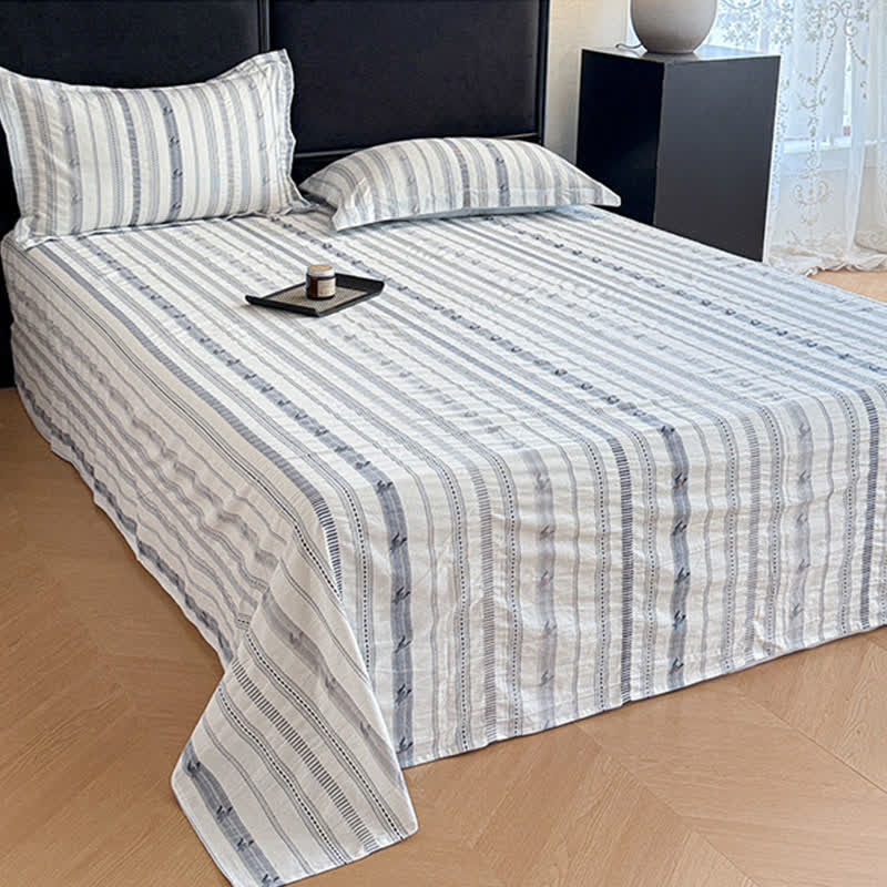 Gestreifte Jacquard-Tagesdecke aus reiner Baumwolle - image 1