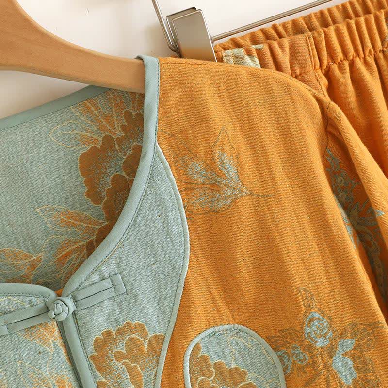 Pyjama-Set aus Baumwolle im orientalischen Stil mit Pfingstrosen - image 3
