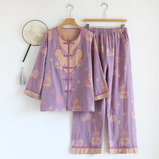 Pyjama-Set aus Baumwolle im orientalischen Stil mit Kürbismotiv - XL - image 0