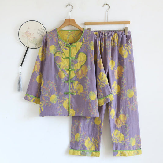Granatapfel-Pyjama-Set aus Baumwolle im orientalischen Stil - XL - image 0
