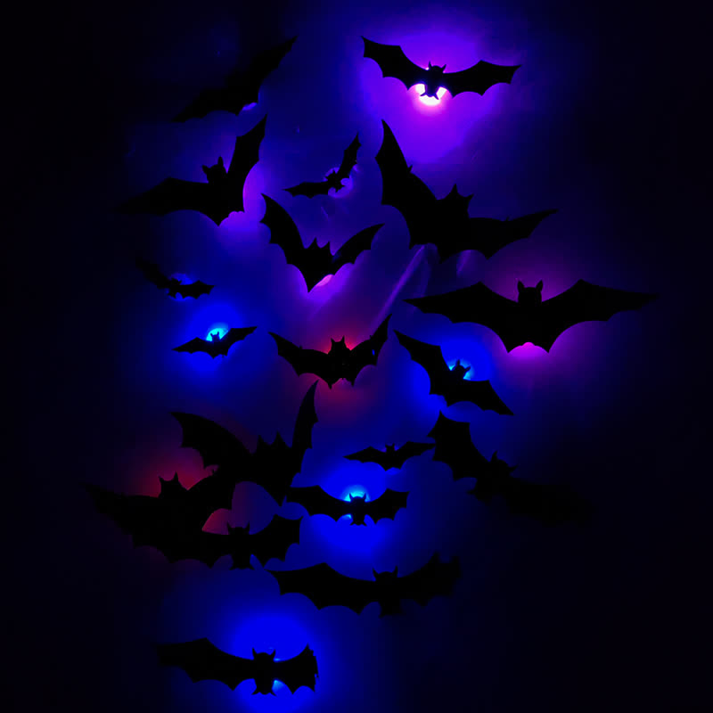 Halloween 3D LED Fledermaus Glitzer Wanddekoration - image 1