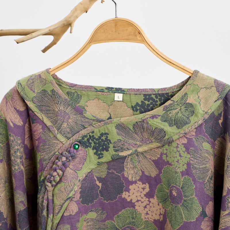 Pfirsichblüten-Pyjama aus Baumwolle mit orientalischer Quaste - image 2