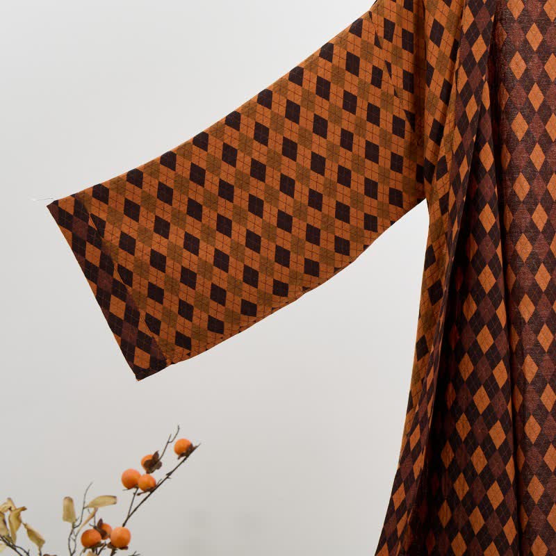 Kimono-Bademantel aus Baumwollgaze mit Rautenmuster - image 9