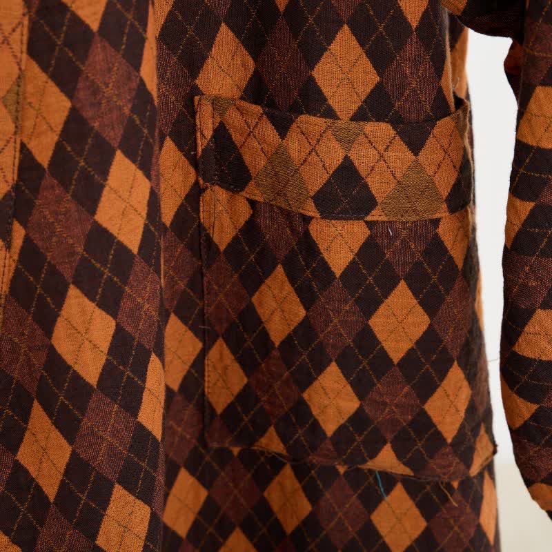 Kimono-Bademantel aus Baumwollgaze mit Rautenmuster - image 4