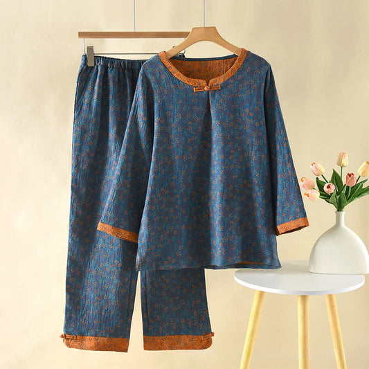 Vintage Baumwoll-Zweig-Langarm-Pyjama - XL - image 0