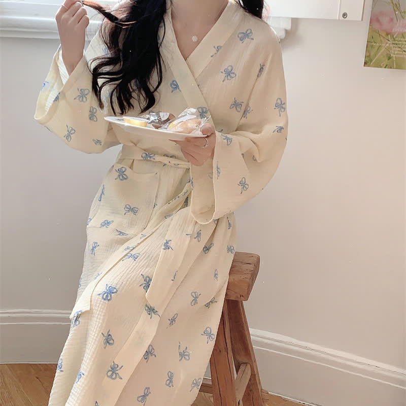 Blauer Kimono-Bademantel mit Schleifenmuster - XXL - image 1
