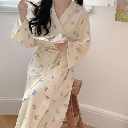 Blauer Kimono-Bademantel mit Schleifenmuster - XXL - image 1