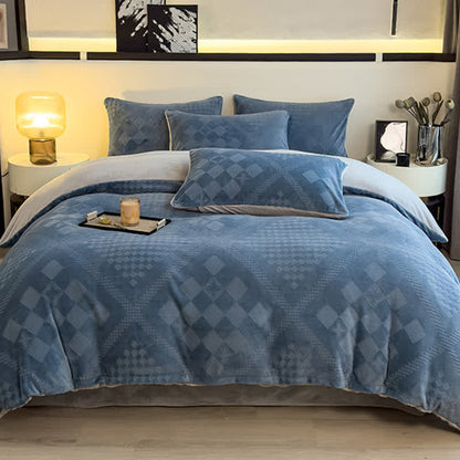 Warmes Bettwäscheset mit Rautenkaro-Struktur - Blau - Bettwäsche-Set - 220cm x 240cm - image 10
