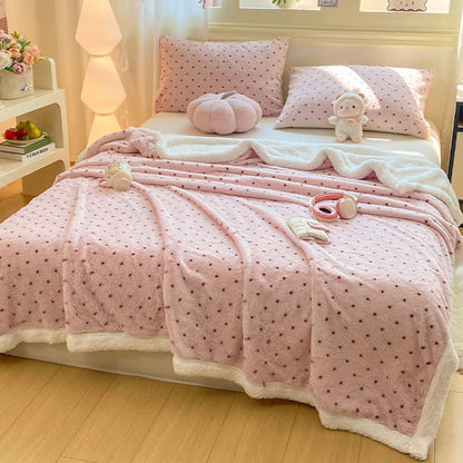Warme Überwurfdecke mit rosa Punkten - image 1