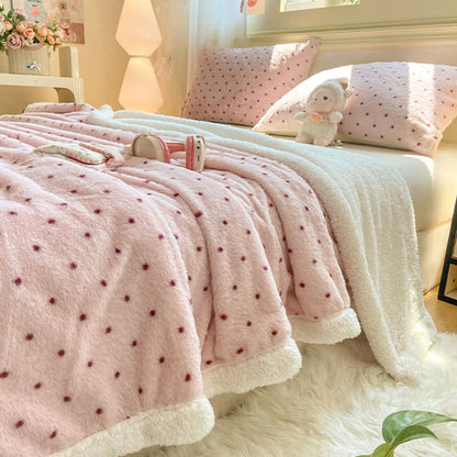 Warme Überwurfdecke mit rosa Punkten - image 2
