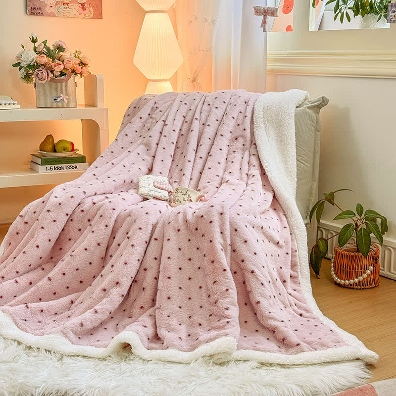 Warme Überwurfdecke mit rosa Punkten - image 5