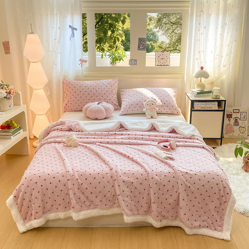 Warme Überwurfdecke mit rosa Punkten - 200cm x 230cm - image 0