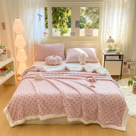 Warme Überwurfdecke mit rosa Punkten - 200cm x 230cm - image 0