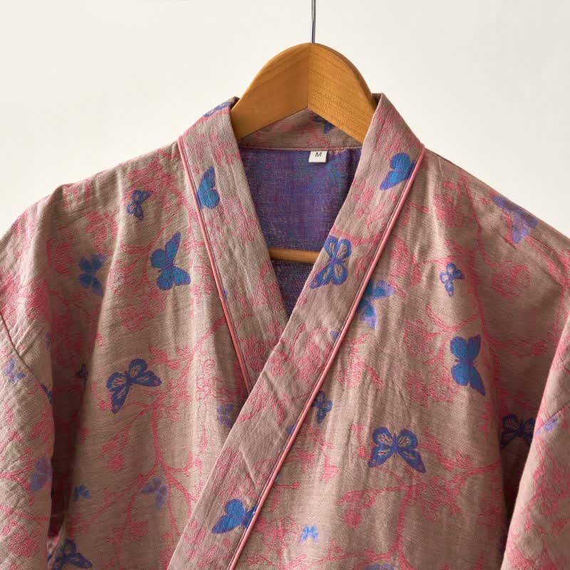 Loungewear-Set aus Baumwollgaze-Kimono mit Schmetterlingsmotiv - image 5